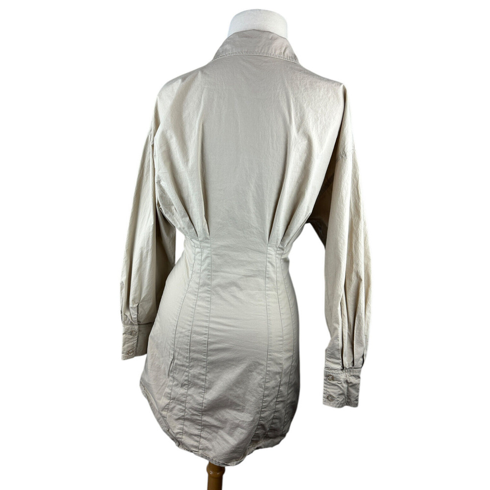 L'Academie x Revolve The Ismene Mini Dress Button Shirt Dress Khaki Tan Size XS - Picture 7 of 16
